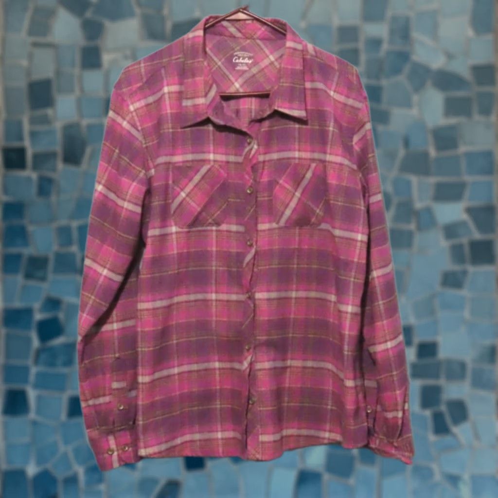 Vintage Cabela's Women's XL Flannel Long Sleeve Purple Shirt Top Button-Up Blouse Knit? Wait. Size XL / US 12-14 / IT 48-50 - 1 Thumbnail