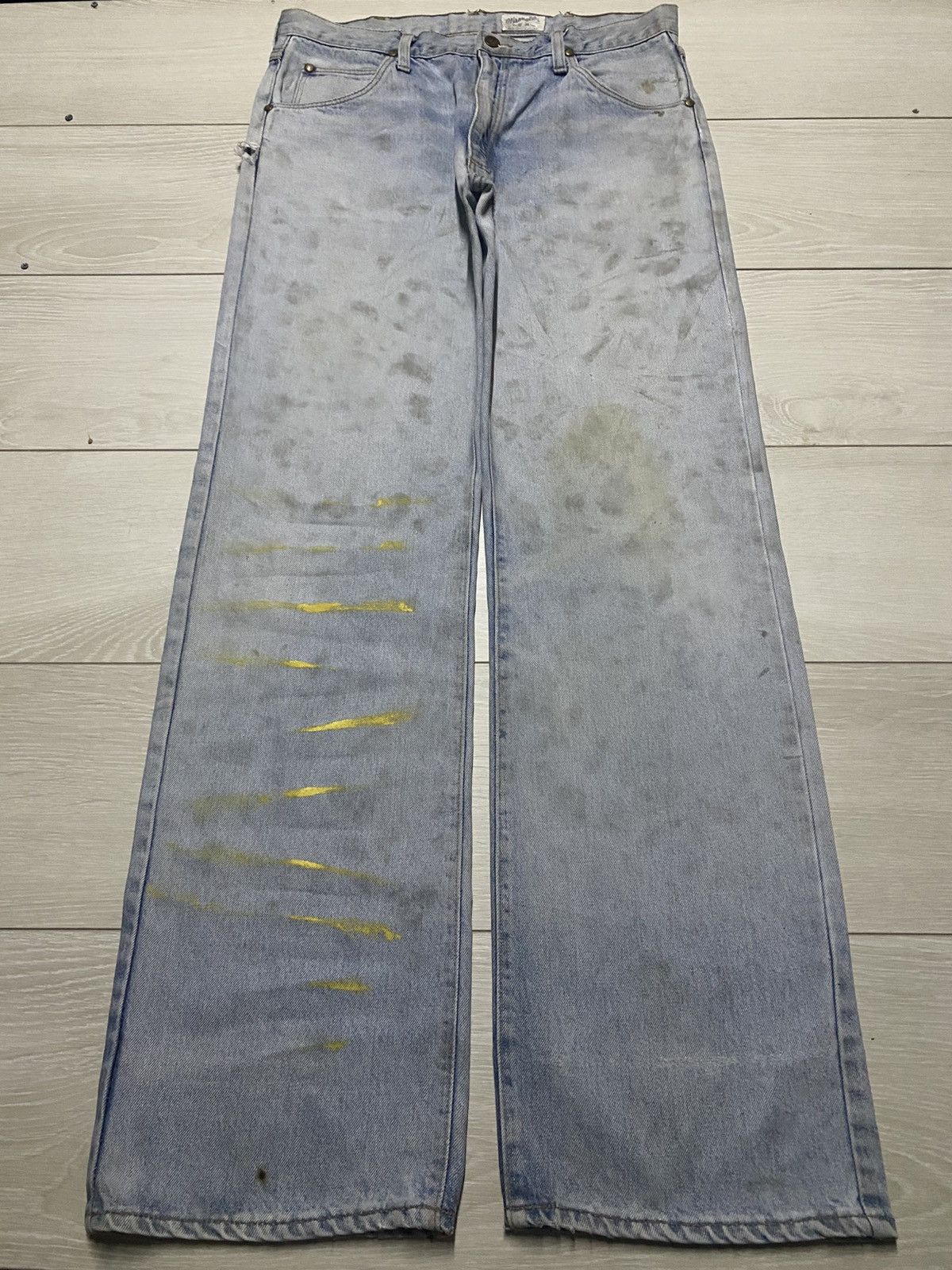 Wrangler Wrangler Vintage Distressed Denim One of a Kind Fade & Paint Size US 33 - 1 Thumbnail