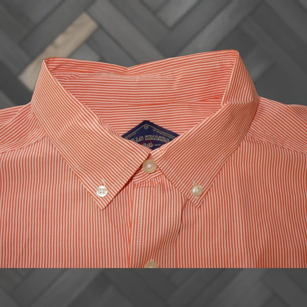 Bills Khakis VINTAGE Bills Khakis Men's Button Up Shirt Long Sleeve Cotton Orange Striped Size Large Size US L / EU 52-54 / 3 - 1 Thumbnail