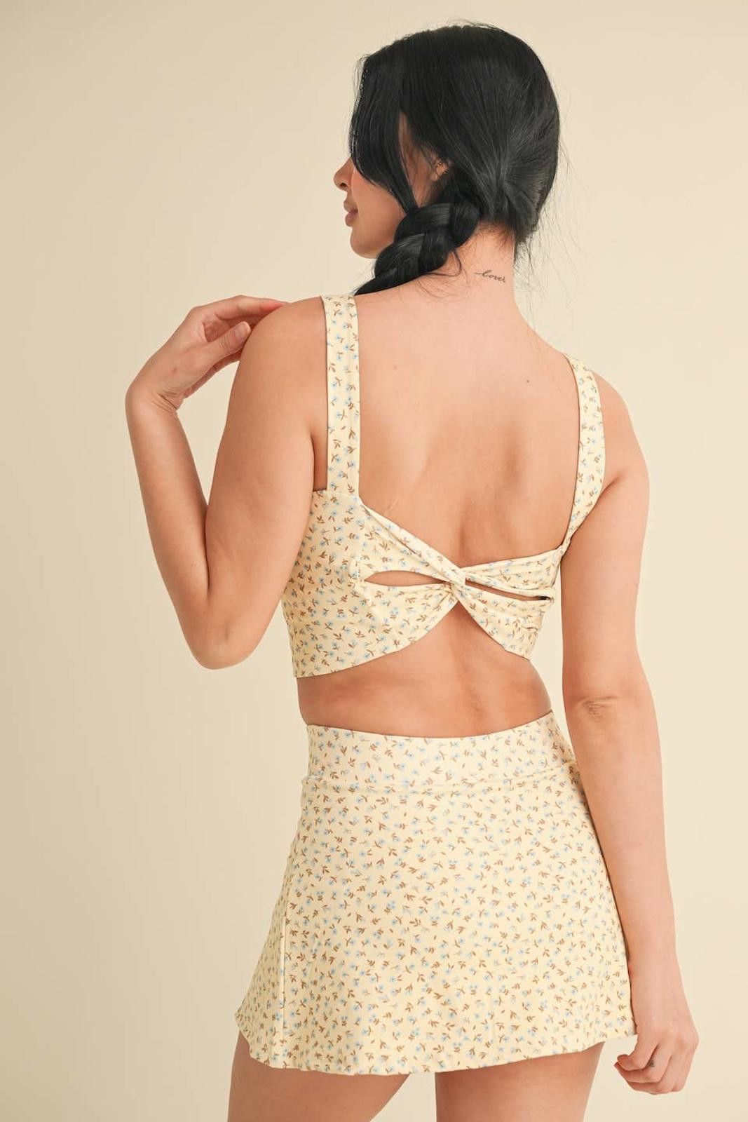 Christian Kimber Ditsy Print Twist Back Crop Tank by Kimberly C Size ONE SIZE - 12 Thumbnail