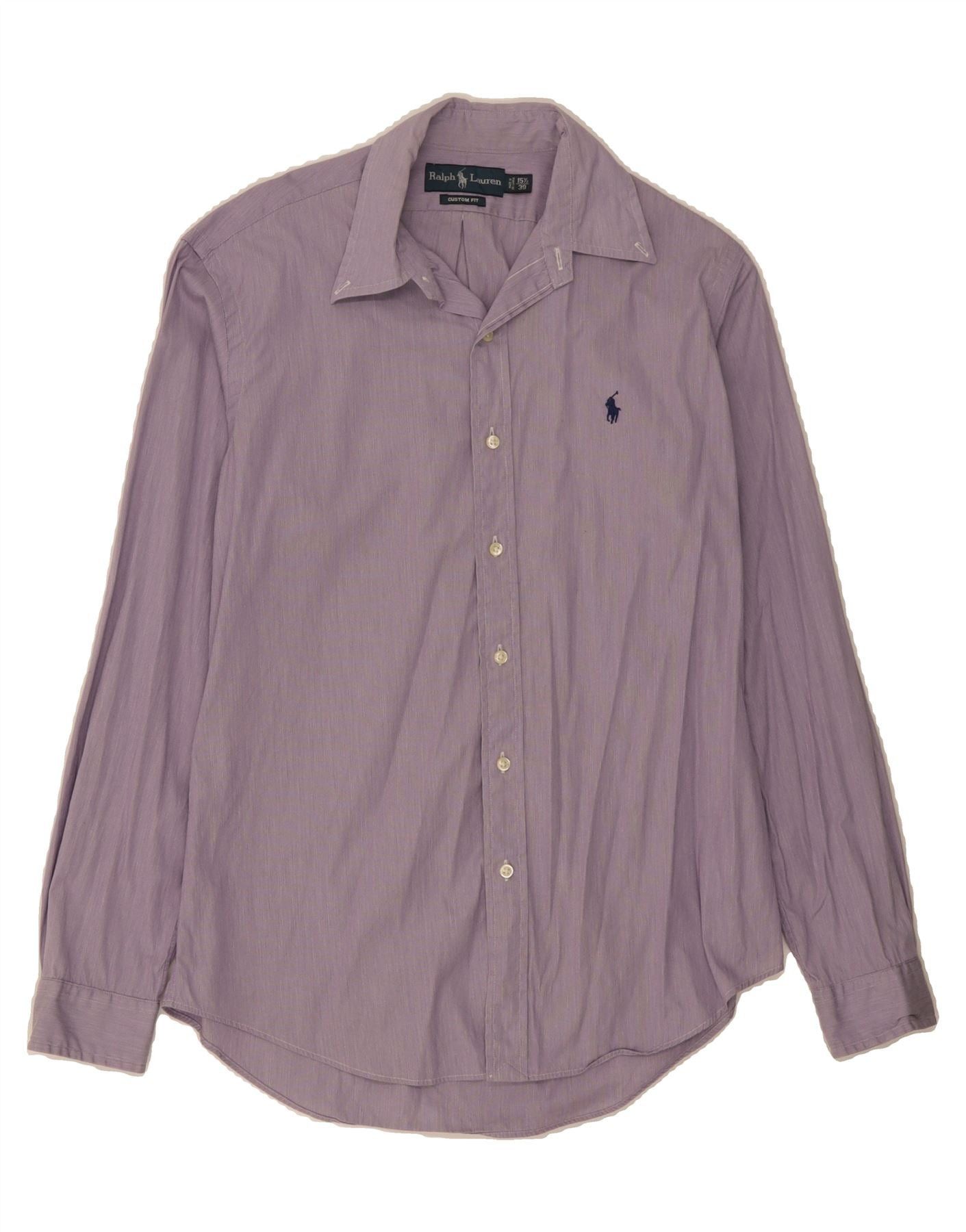 Ralph Lauren Mens Custom Fit Shirt 15 1/2 39 Medium Purple Cotton Size US M / EU 48-50 / 2 - 1 Thumbnail
