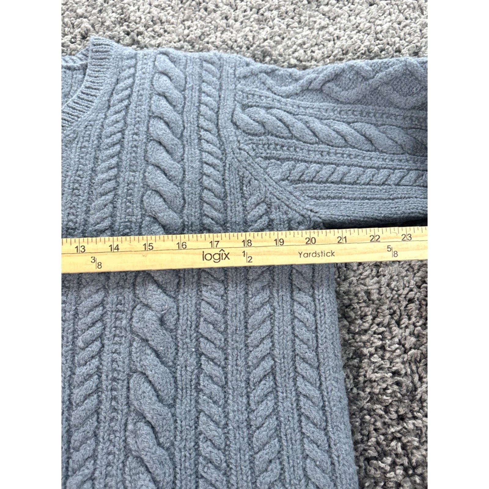 J.Crew VINTAGE J.CREW Cable Knit Sweater Womens Size M Blue Wool V-Neck Pullover Knit Long Sleeve for Women Size M / US 6-8 / IT 42-44 - 3 Thumbnail