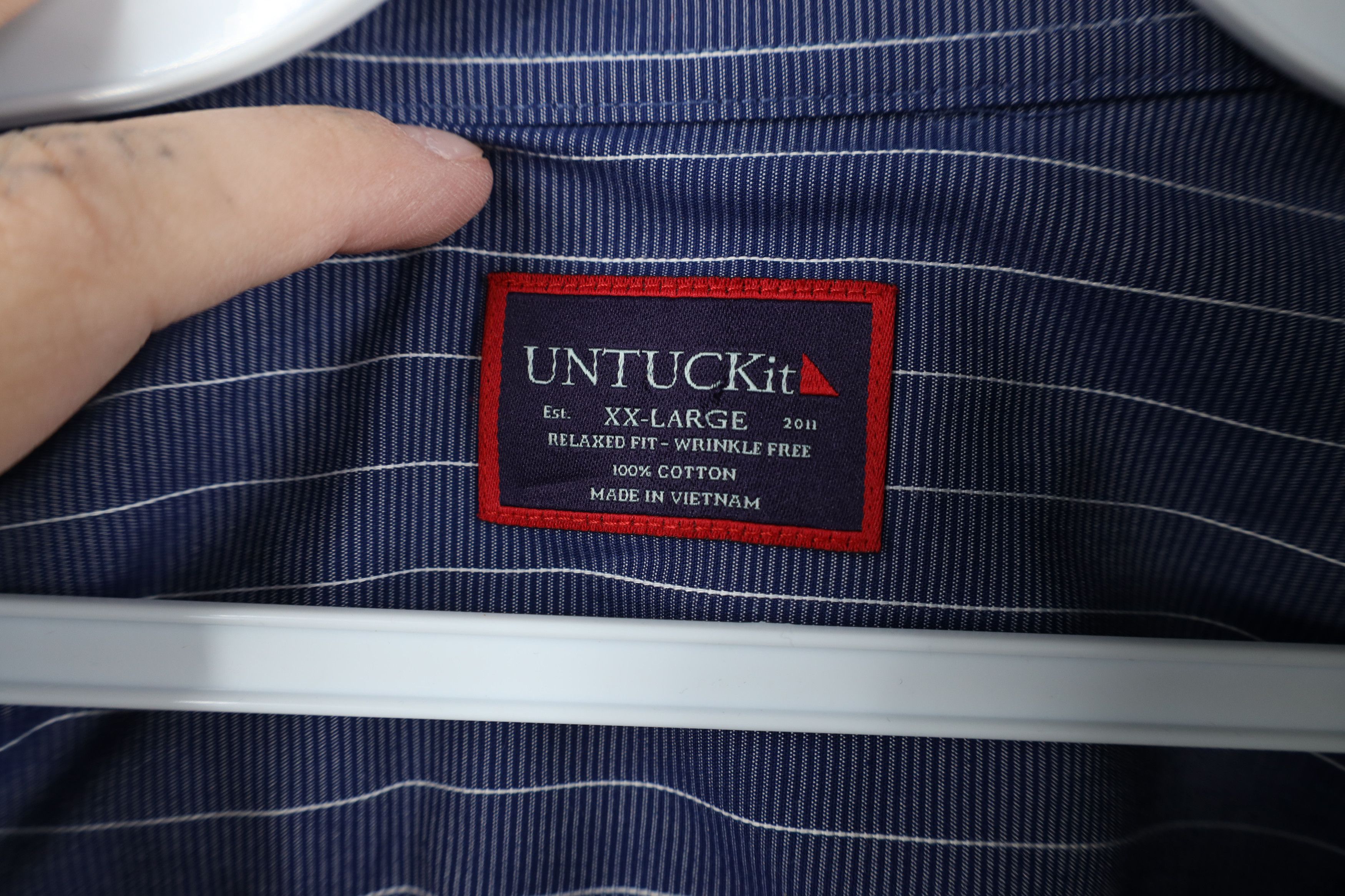 UNTUCKit Untuckit Pinstriped Collared Button Dress Shirt Blue Size US XXL / EU 58 / 5 - 6 Thumbnail