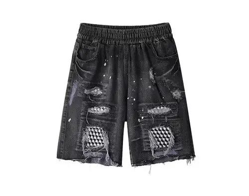 Japanese Brand 20SS Indigo Union Japan Black Denim Distressed Shorts Size US 33 - 1 Thumbnail