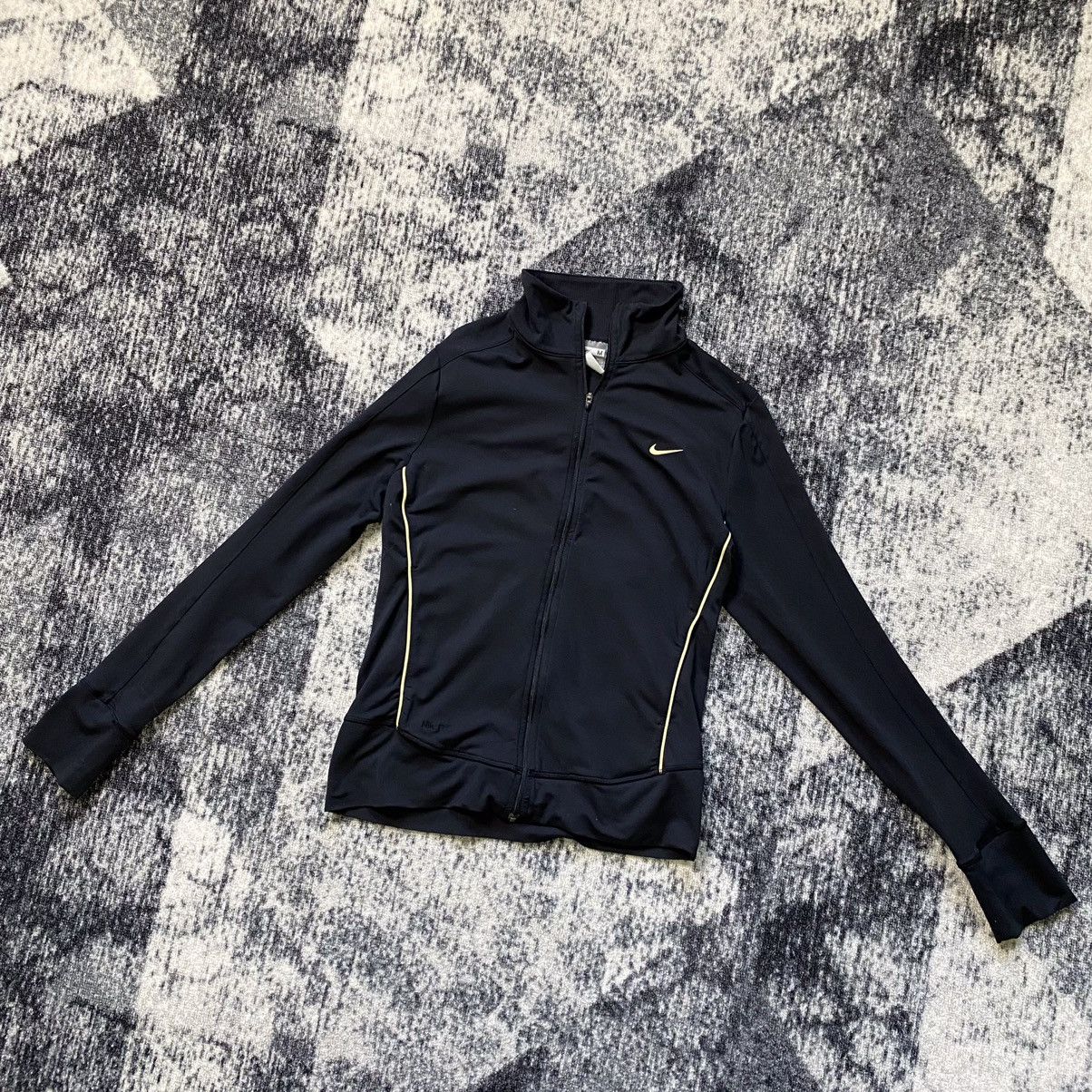 Nike × Vintage Vintage Nike Zip Up Sweatshirt Drill Gold Swoosh Y2K 90s Size M / US 6-8 / IT 42-44 - 1 Thumbnail
