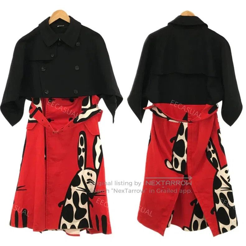 Comme des Garcons Comme Des Garcons Patchwork cloak long coat, Red and black Size S / US 4 / IT 40 - 1 Thumbnail