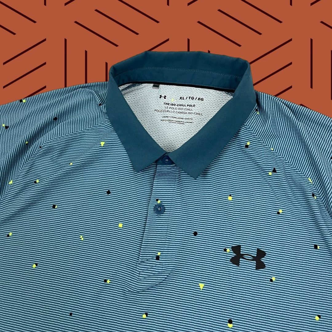 Under Armour Under Armour Shirt Mens XL Blue Geometric Stripe Polo Golf Performance Size US XL / EU 56 / 4 - 1 Thumbnail
