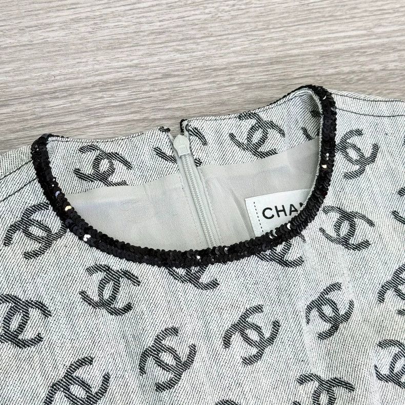 Chanel Chanel 22S double C full LOGO denim dress Size XS / US 0-2 / IT 36-38 - 5 Thumbnail