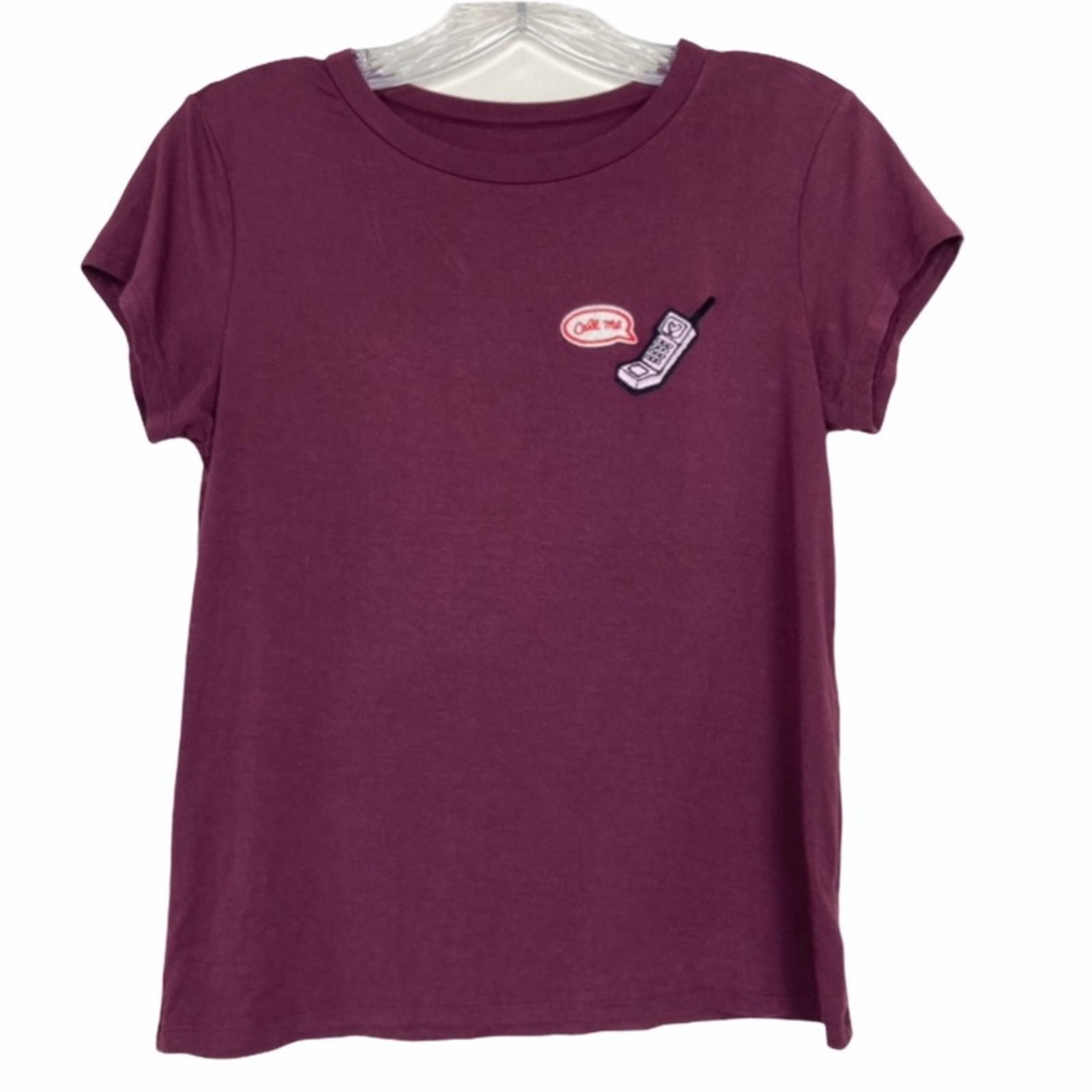 American Eagle Outfitters American Eagle Soft & Sexy Maroon Call me T Shirt Sz S Size S / US 4 / IT 40 - 1 Thumbnail