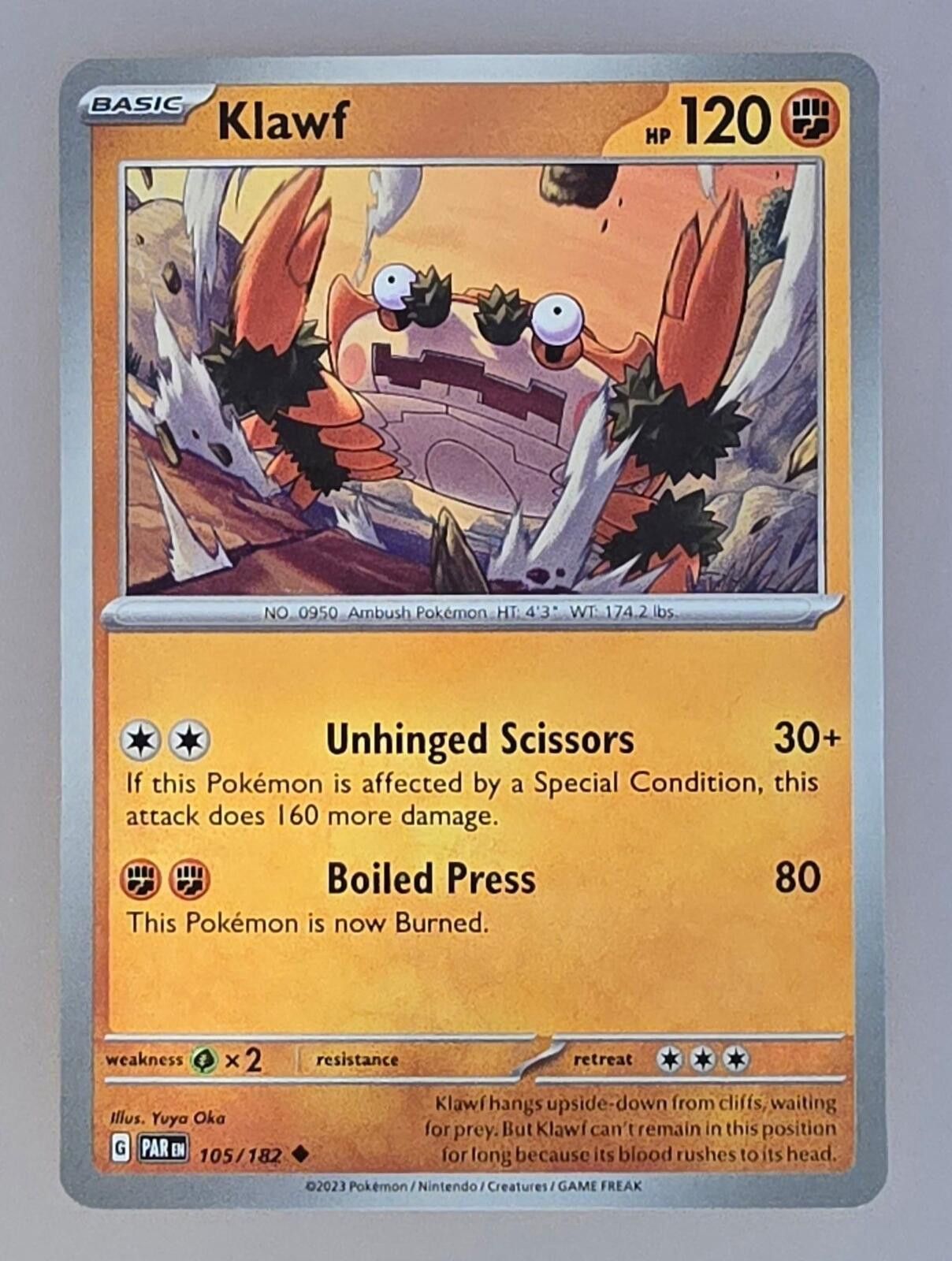Pokemon Klawf #105/182 Size ONE SIZE - 1 Thumbnail