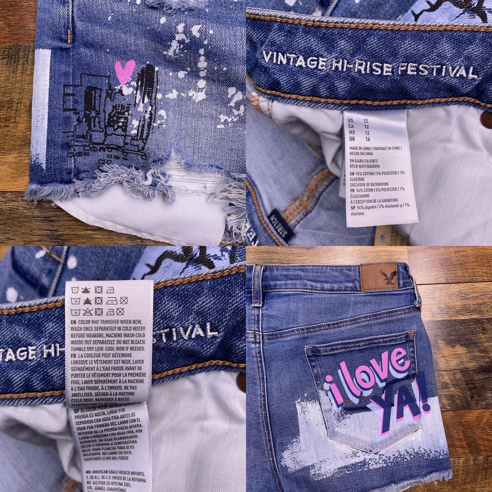 Vintage VINTAGE American Eagle High Rise Festival Shorts 12 Cut Off Denim 5-Pocket Womens Blue Regular 3in Inseam Festival Women’s Jeans Shorts 31in Waist Size 34" / US 12 / IT 48 - 8 Thumbnail