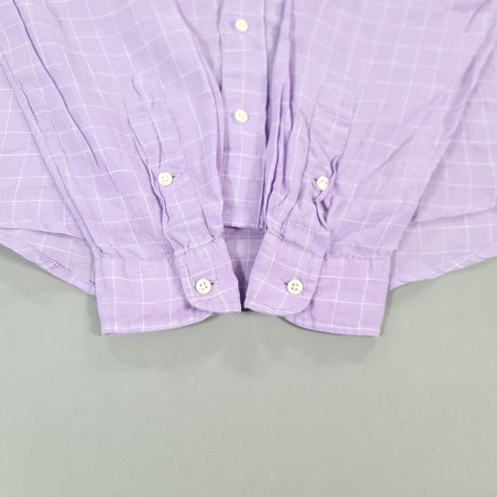 Polo Ralph Lauren VINTAGE Polo Ralph Lauren Shirt Mens Large Purple Check 100% Linen Button Down Collar Long Sleeve Size US L / EU 52-54 / 3 - 3 Thumbnail