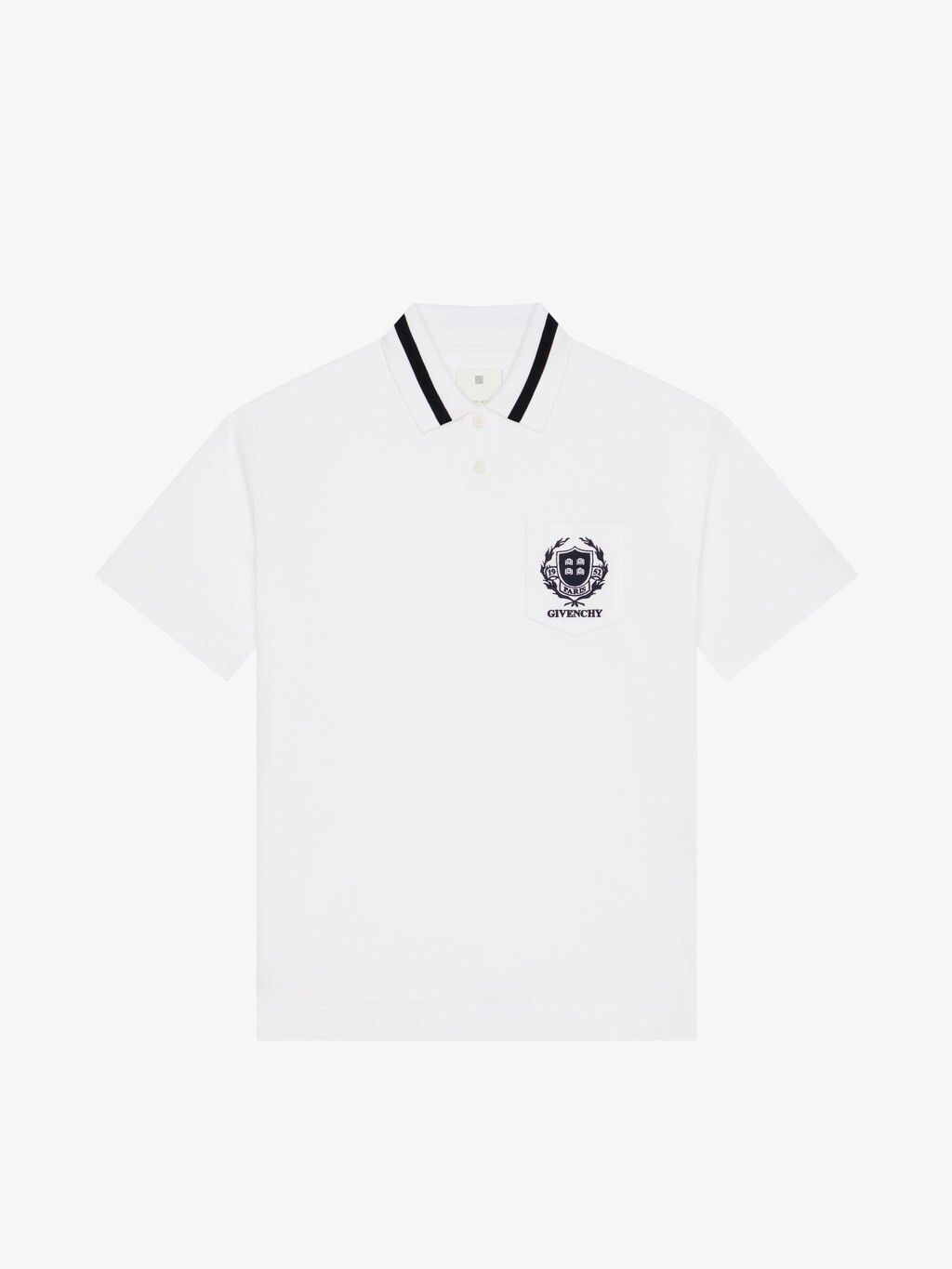 Givenchy o1srvl11e1224 Crest Polo Shirt In Cotton in White Size US M / EU 48-50 / 2 - 1 Thumbnail