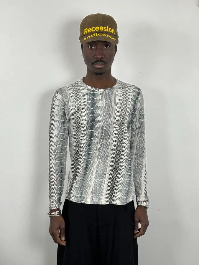 Roberto Cavalli 2000s Roberto Cavalli Python Snake Grey Longsleeves Size US S / EU 44-46 / 1 - 1 Thumbnail