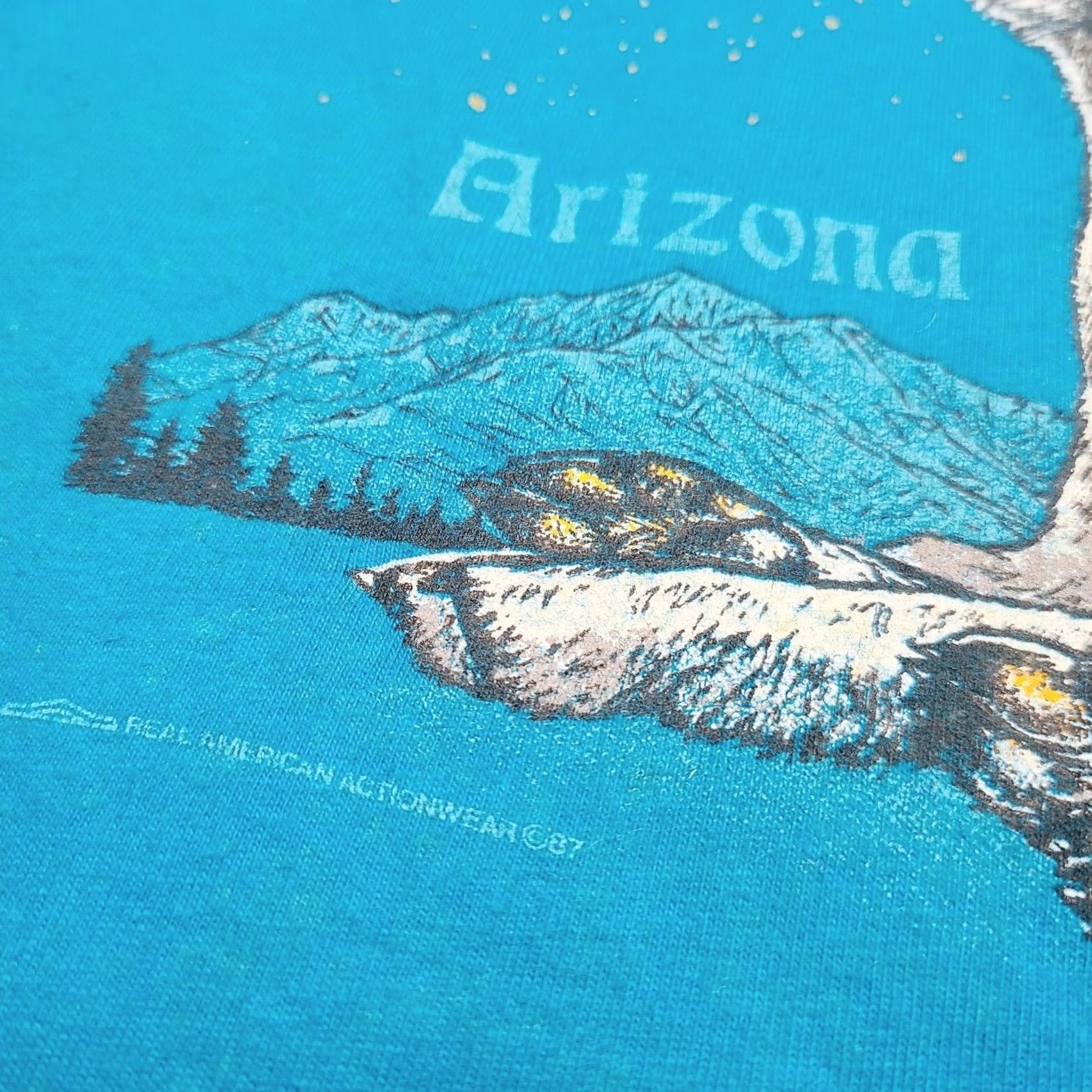 Hanes VINTAGE ARIZONA Wolf Wildlife Nature T-Shirt Hanes Men’s Size LARGE Blue Graphic Print Crew Neck Short Sleeve 1987 1980s Mens Size US L / EU 52-54 / 3 - 4 Thumbnail