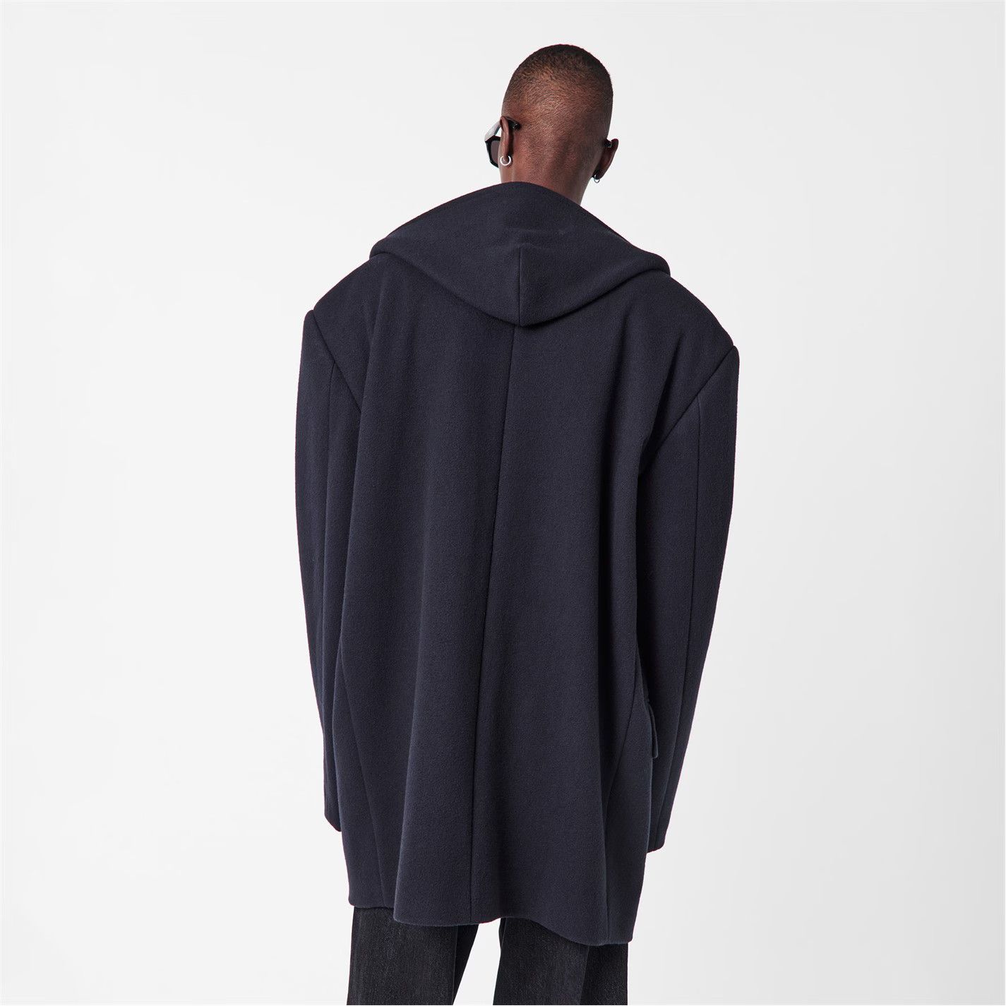 Balenciaga o1g2r1mq0226 Melton Double-Breasted Pea Coat In Dark Navy Size US M / EU 48-50 / 2 - 5 Thumbnail