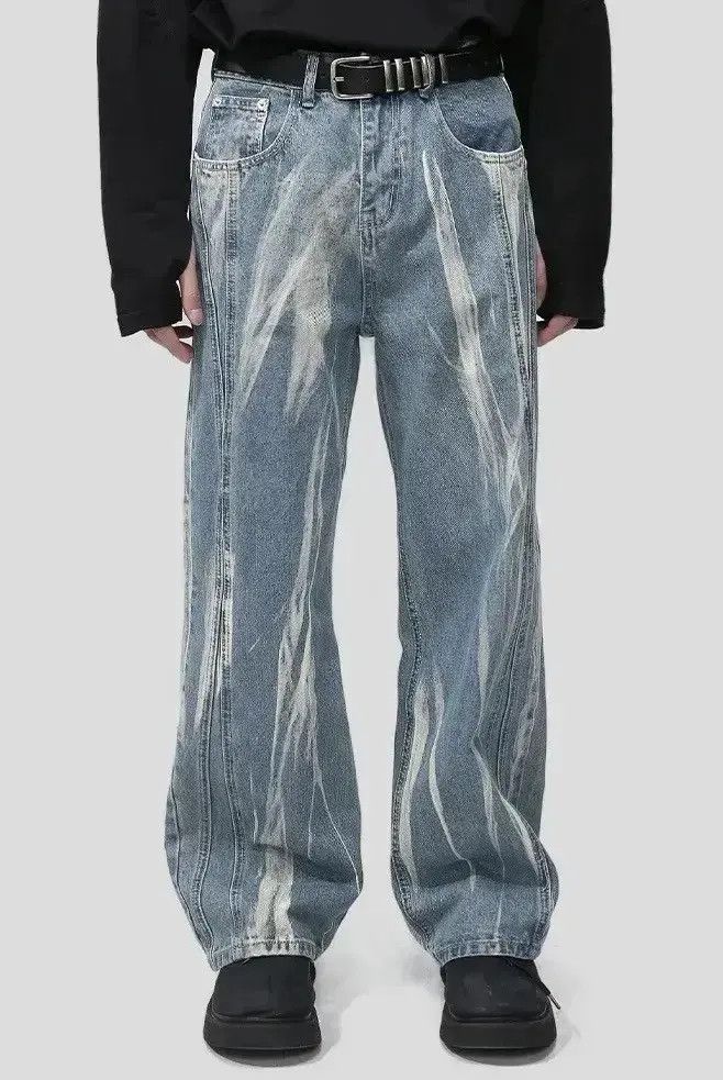 Japanese Brand Streetwear Baggy Tie Dye Wide Leg Jeans Pants Size US 32 / EU 48 - 2 Thumbnail