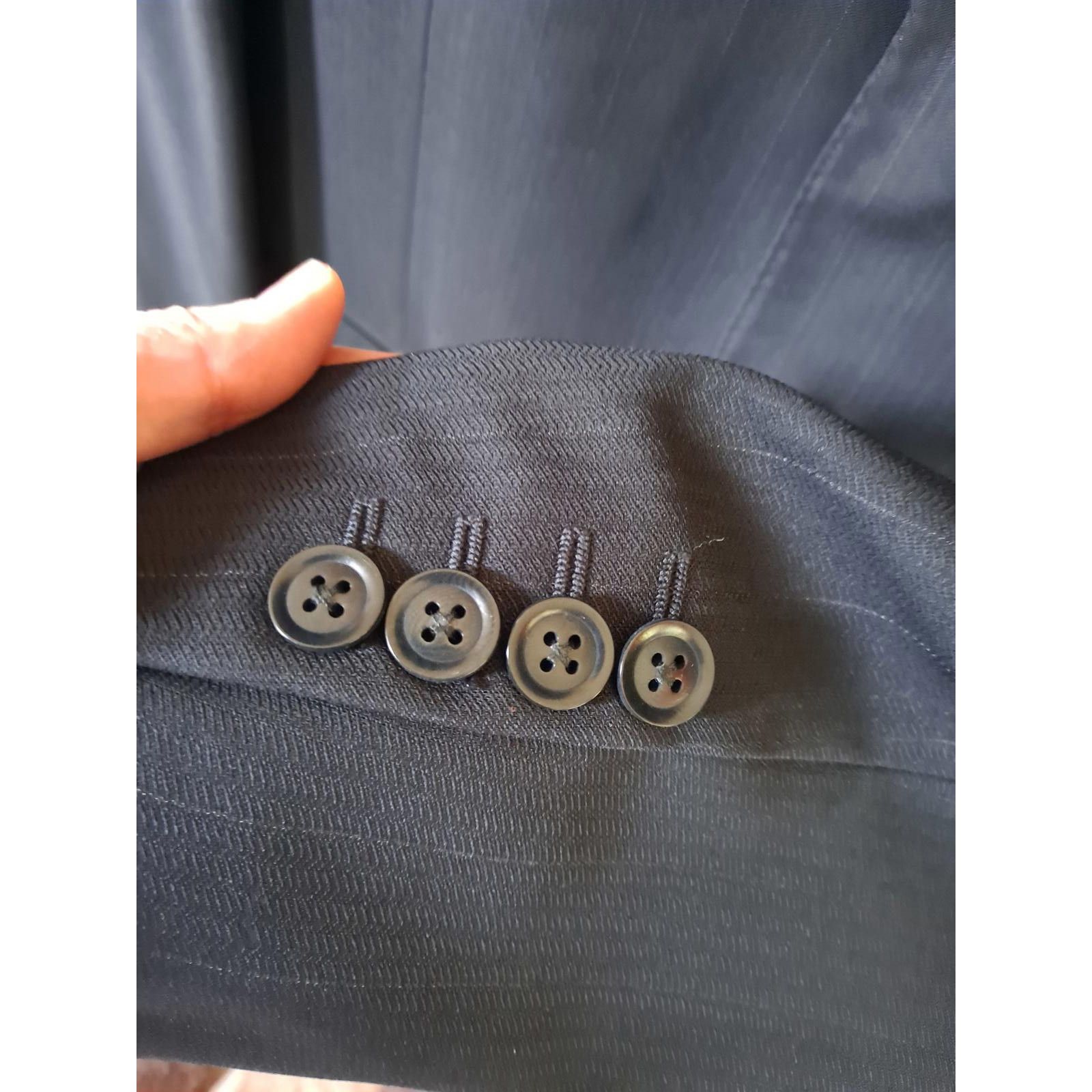 Armani Collezioni Armani Collezioni Black Pinstripe Suit Jacket Size 46L Size 46R - 2 Thumbnail