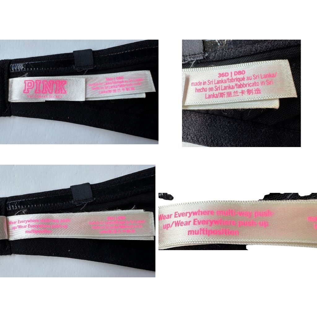 Victoria's Secret Victoria's Secret PINK Mult Way Push Up Bra 36D Black Multip Size ONE SIZE - 12 Thumbnail