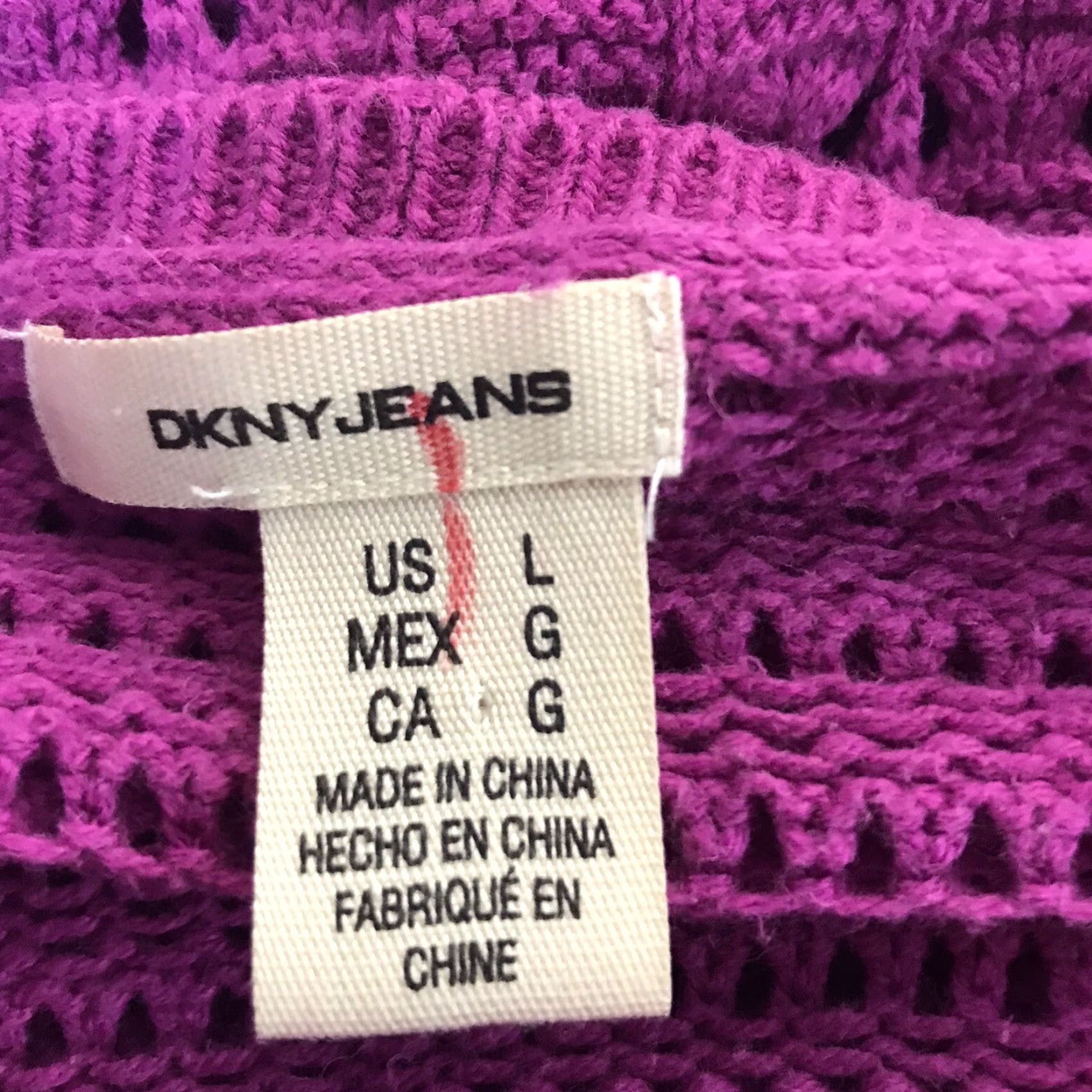 DKNY DKNY Womens Cardigan L Pink Open Knit 3/4 Sleeve V-Neck Button Cotton Fall Winter Size L / US 10 / IT 46 - 3 Thumbnail