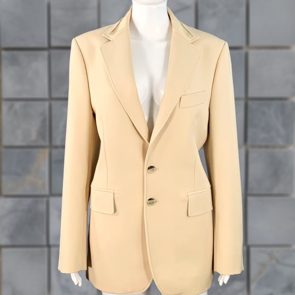 Maison Margiela MAISON MARGIELA Blazer Size M Khaki Wool Mohair Twill Notch Lapel Jacket Blazer Womens Size M / US 6-8 / IT 42-44 - 1 Thumbnail