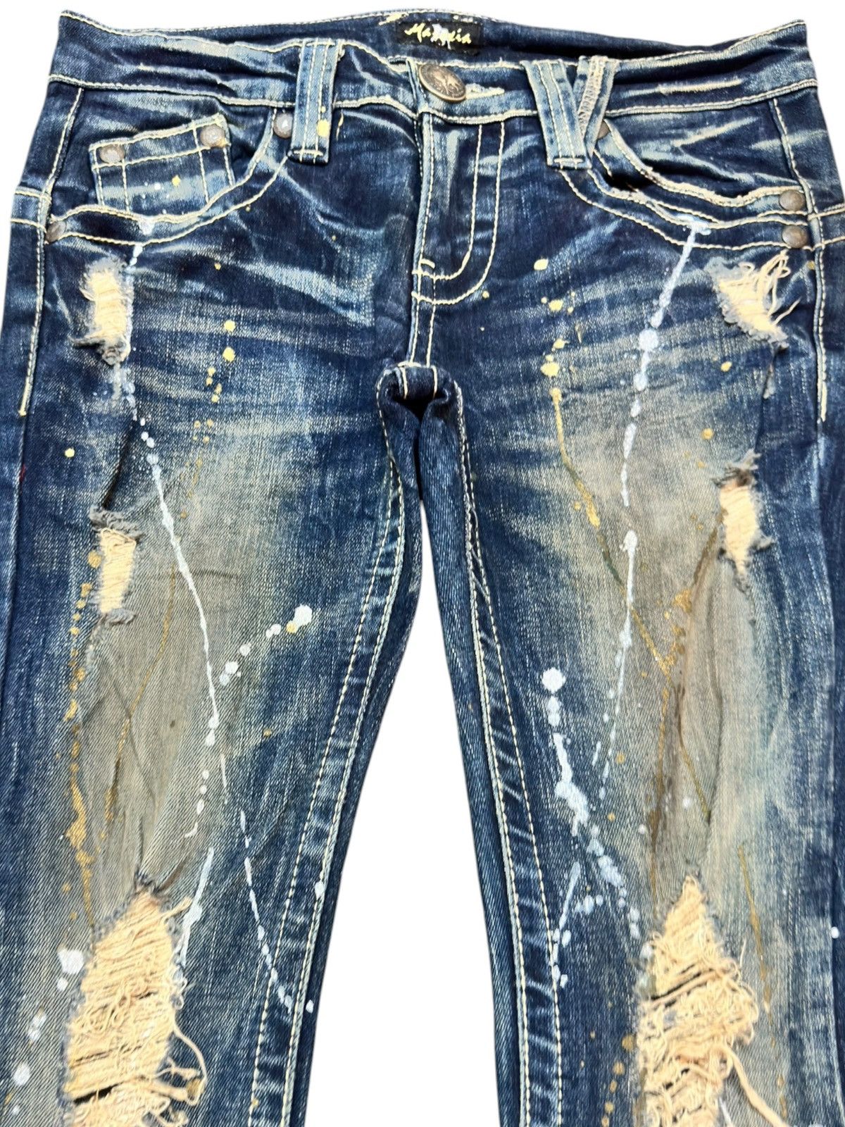 Hysteric Glamour Vintage Maraxia Flare Paint Splatter Mudwash Ripped Denim Size US 28 / EU 44 - 2 Thumbnail