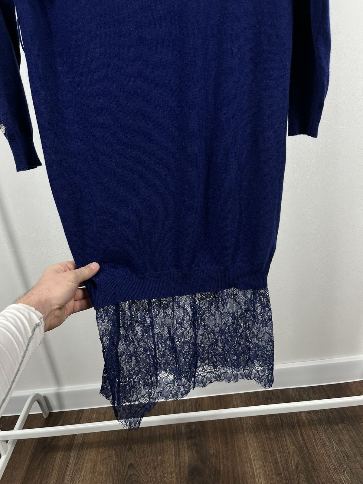 Blumarine Blumarine Blue Midi Dress Lace Hem Made in Italy Size M / US 6-8 / IT 42-44 - 15 Thumbnail