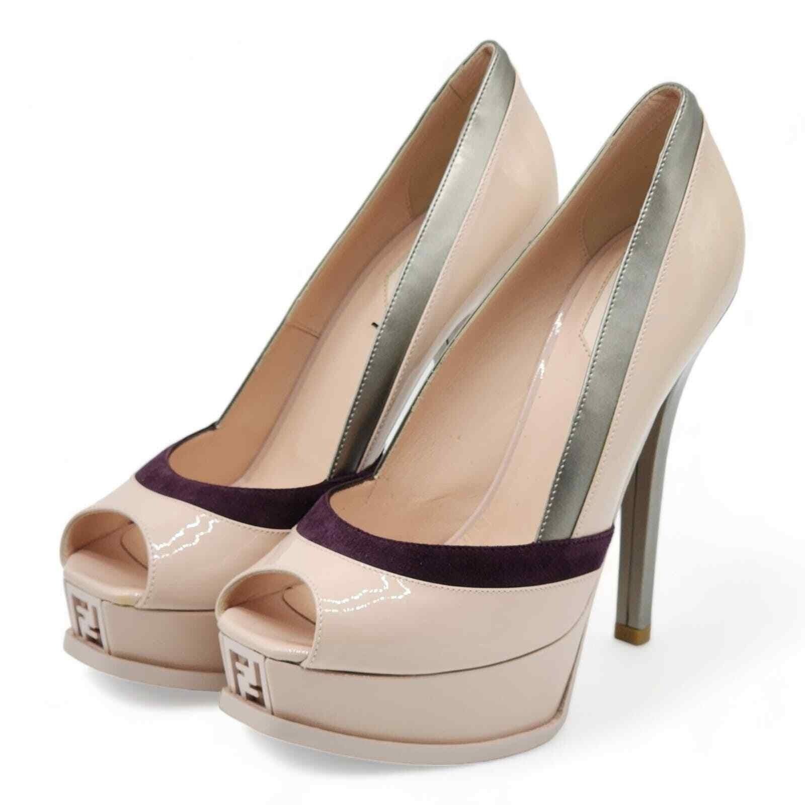Fendi Colorblock Leather Platform Pumps Beige EU 38.5 US 8.5 Size US 8.5 / IT 38.5 - 1 Thumbnail