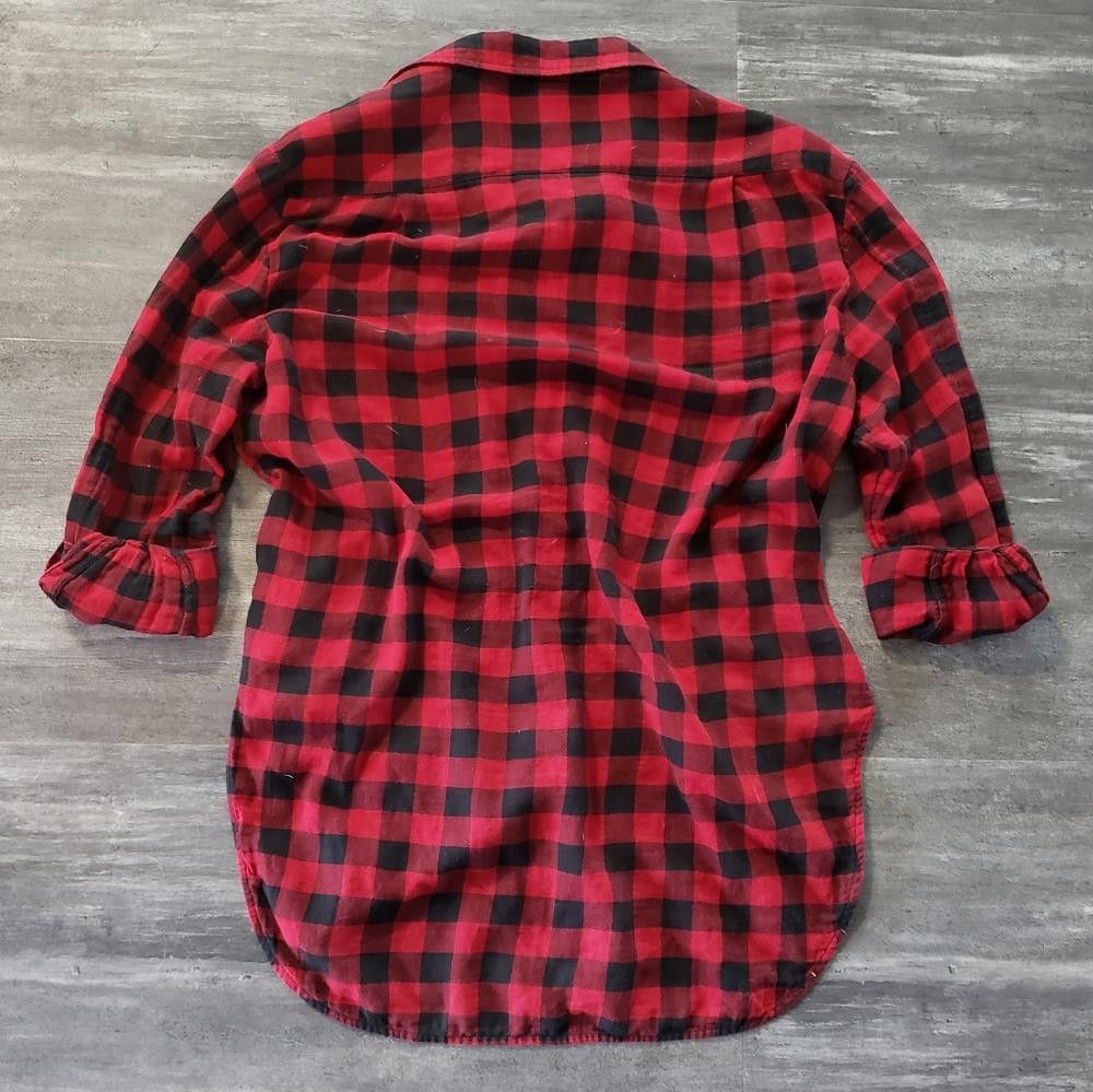 H&M Red Black Checkerboard H&M Long Button Down Size M / US 6-8 / IT 42-44 - 2 Thumbnail