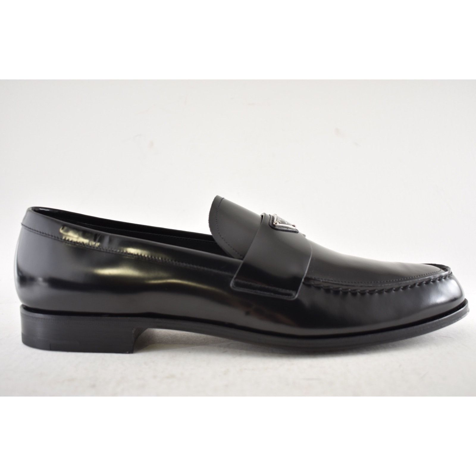 Prada Prada Black Brushed Leather Triangle Loafer US 13 Size US 13 / EU 46 - 2 Thumbnail