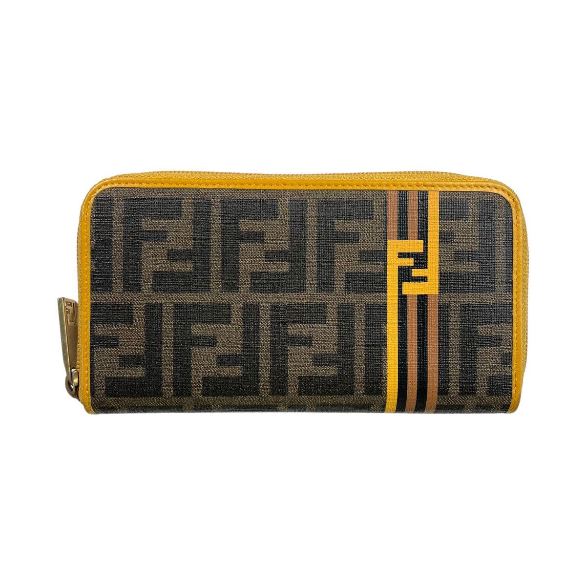 image of Fendi Zucca Zip Around Wallet in Yellow, Women's