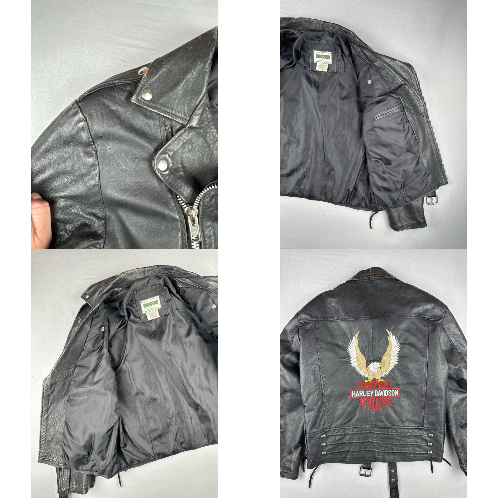 Harley Davidson VINTAGE Harley Davidson Leather Motorcycle Jacket Eagle Piel Mexico Biker M Mens Black Jacket Size US M / EU 48-50 / 2 - 9 Thumbnail