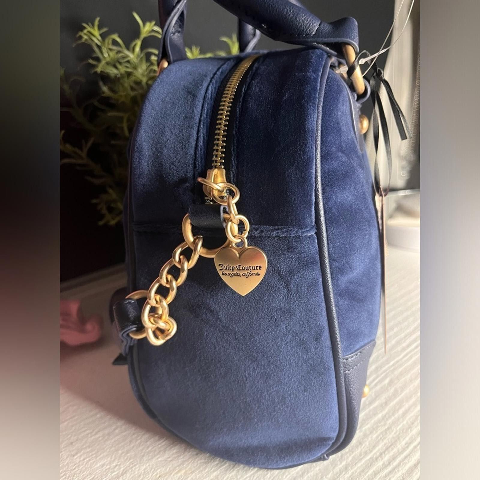 Juicy Couture Jeans Juicy Couture Retro Vibe Satchel Bowler Bag In Regal Blue Size ONE SIZE - 6 Thumbnail