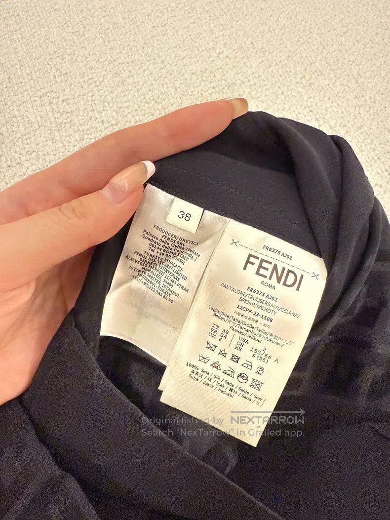 Fendi Fendi FF Pattern Wide Leg Pants, Monogram Silk Wide Leg Pa Size 25" / US 0 / IT 36 - 3 Thumbnail