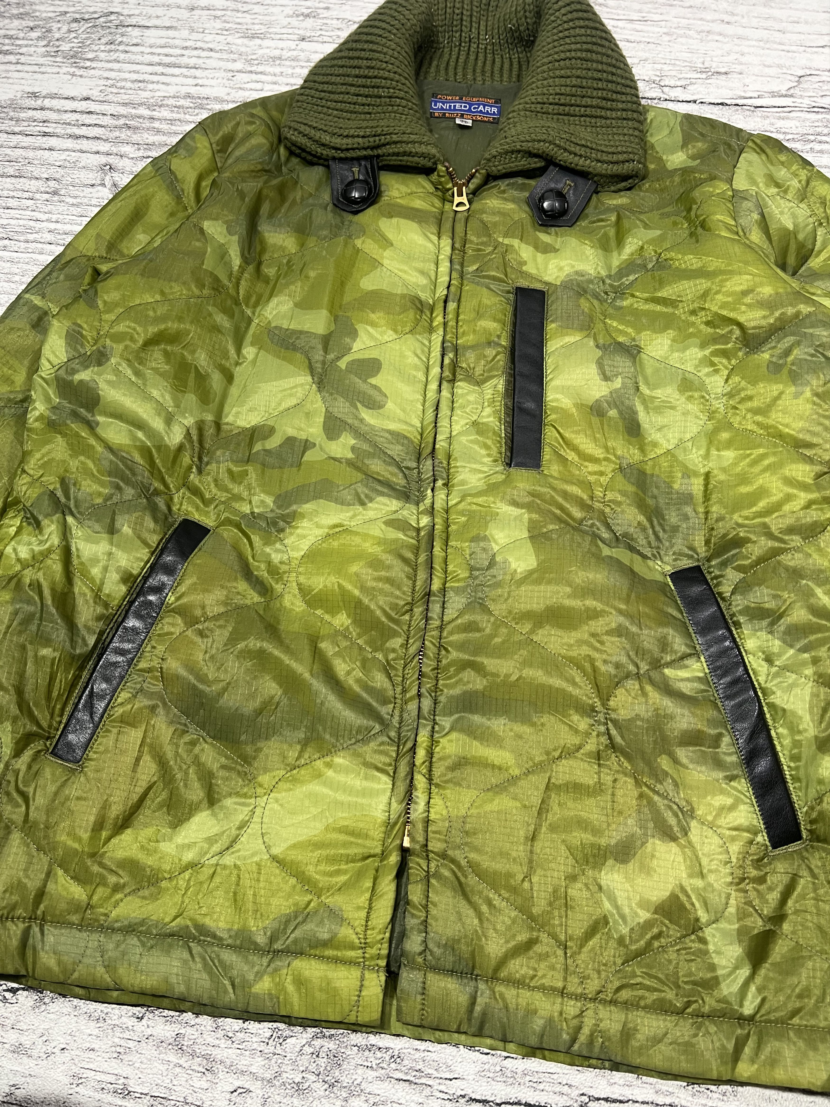 Buzz Rickson's 2000s Buzz Ricksons Leather Quilted Camo Military Jacket Size US L / EU 52-54 / 3 - 2 Thumbnail
