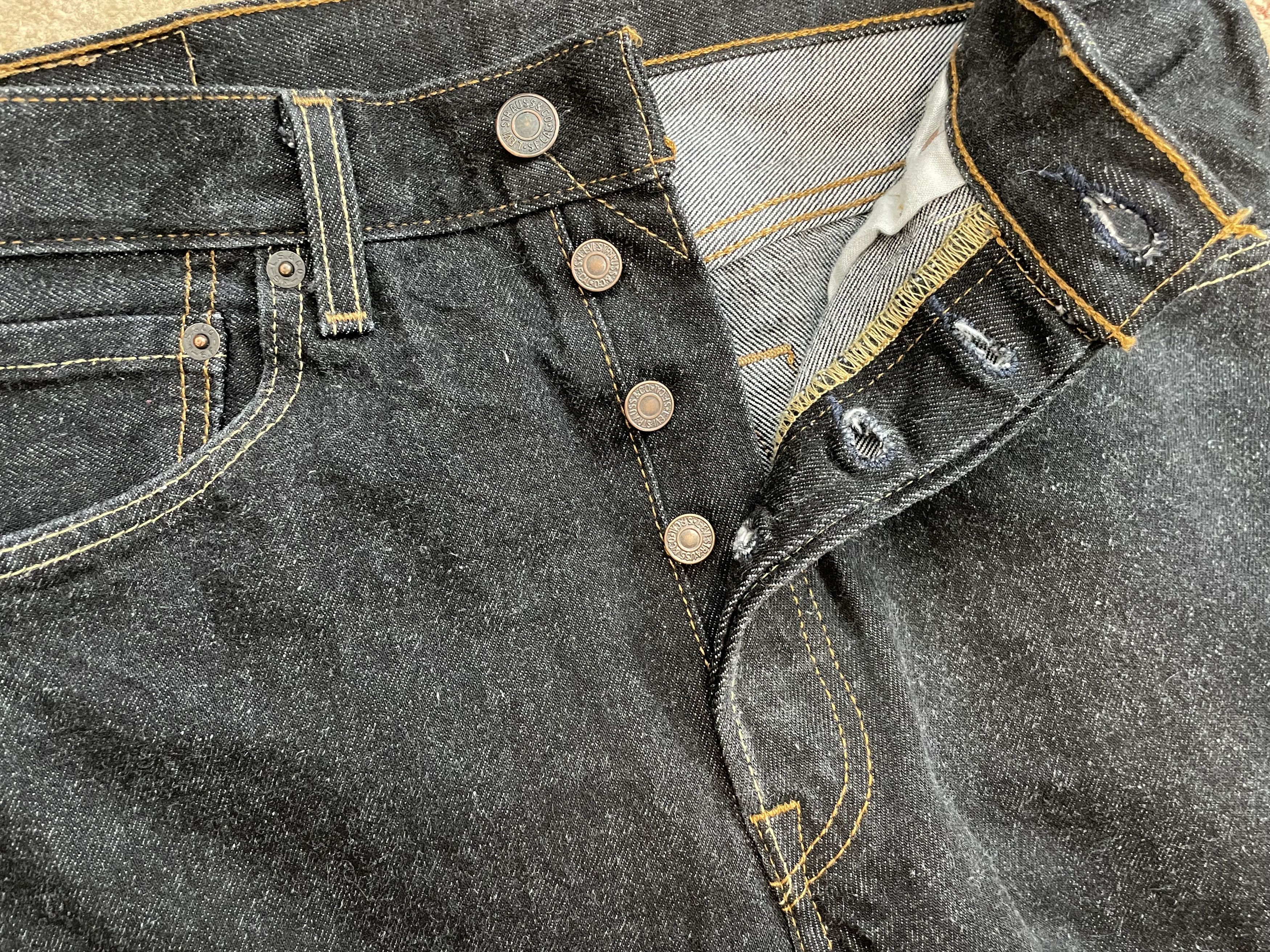 Levi's Levis Black 501 Jeans (raw denim) Size US 32 / EU 48 - 4 Thumbnail