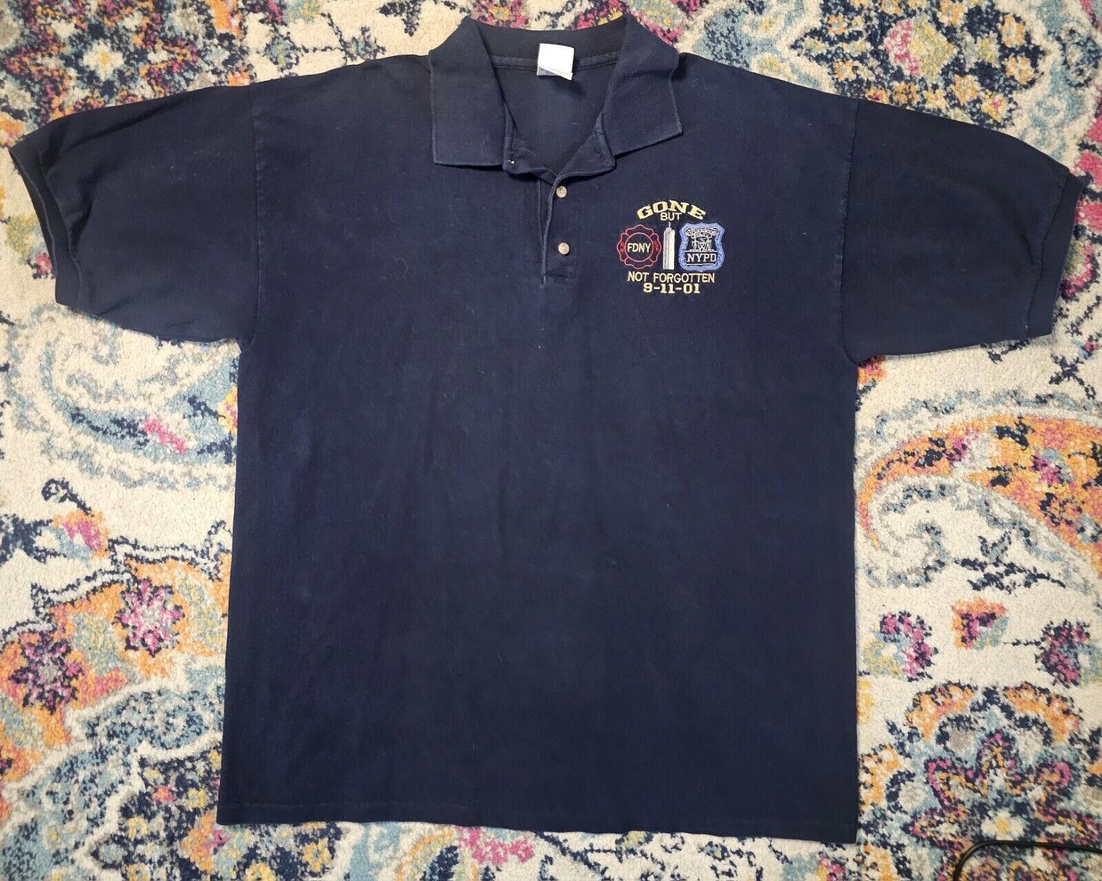 Gildan Vintage 9 11 Gone but Not Forgotten XL Polo Shirt FDNY NYPD Grailed