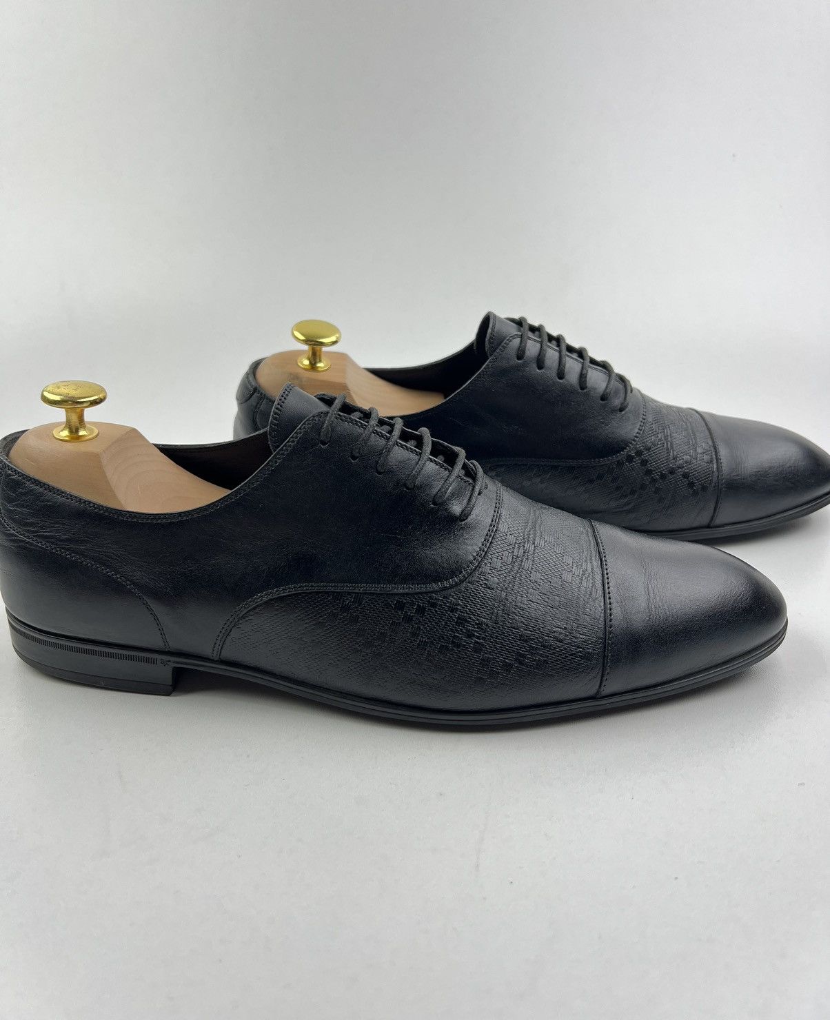 Gucci GUCCI Oxfords Leather Shoes Diamond Embossing Black Men’s Size US 9 / EU 42 - 6 Thumbnail