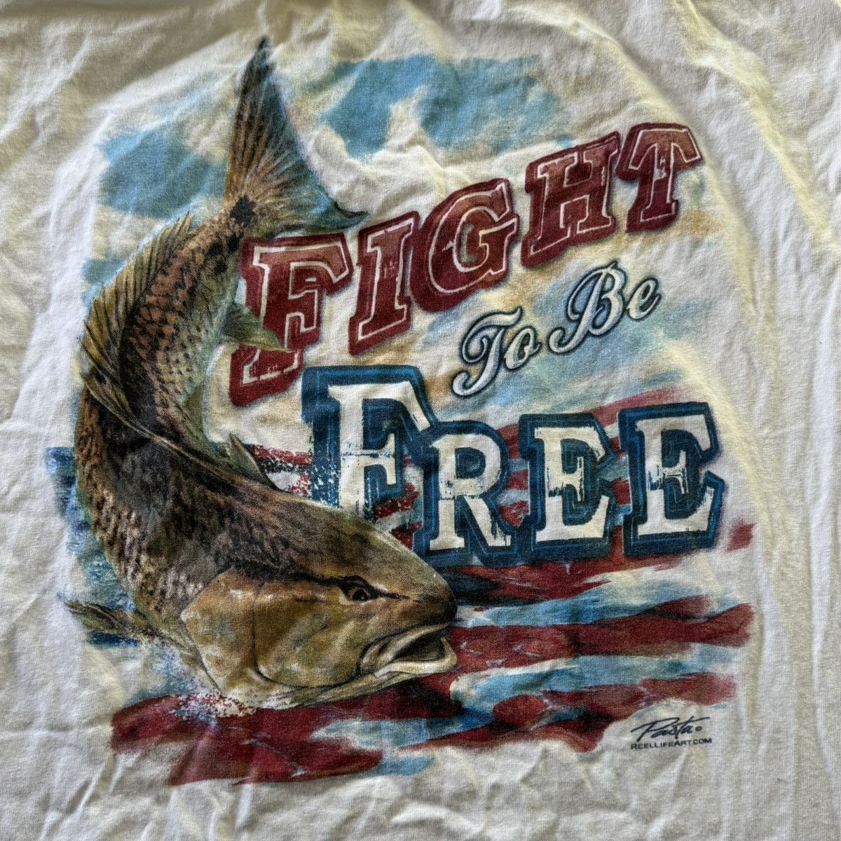 Vintage Reel Life Art Patriotic Fishing Muscle Tee Size US XL / EU 56 / 4 - 6 Thumbnail