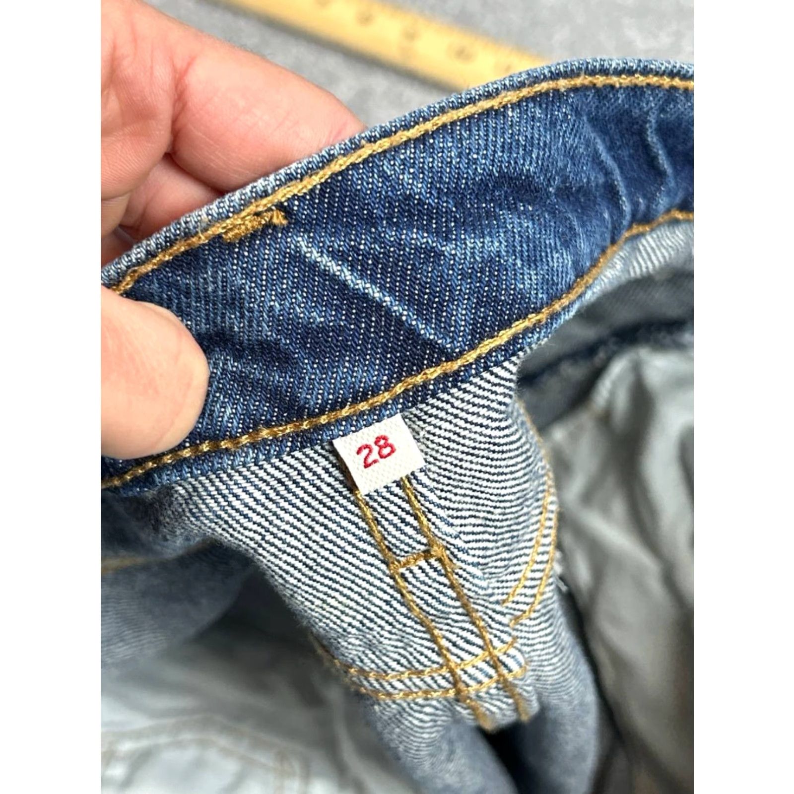 Levi's Levi's Skirt Womens 28 Blue Mini Deconstructed Denim Cotton Beaded Logo Button Pockets Size 28" / US 6 / IT 42 - 6 Thumbnail