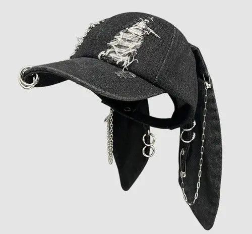 Japanese Brand Avant garde chunky bunny rabbit ear distressed raw denim cap Size ONE SIZE - 1 Thumbnail