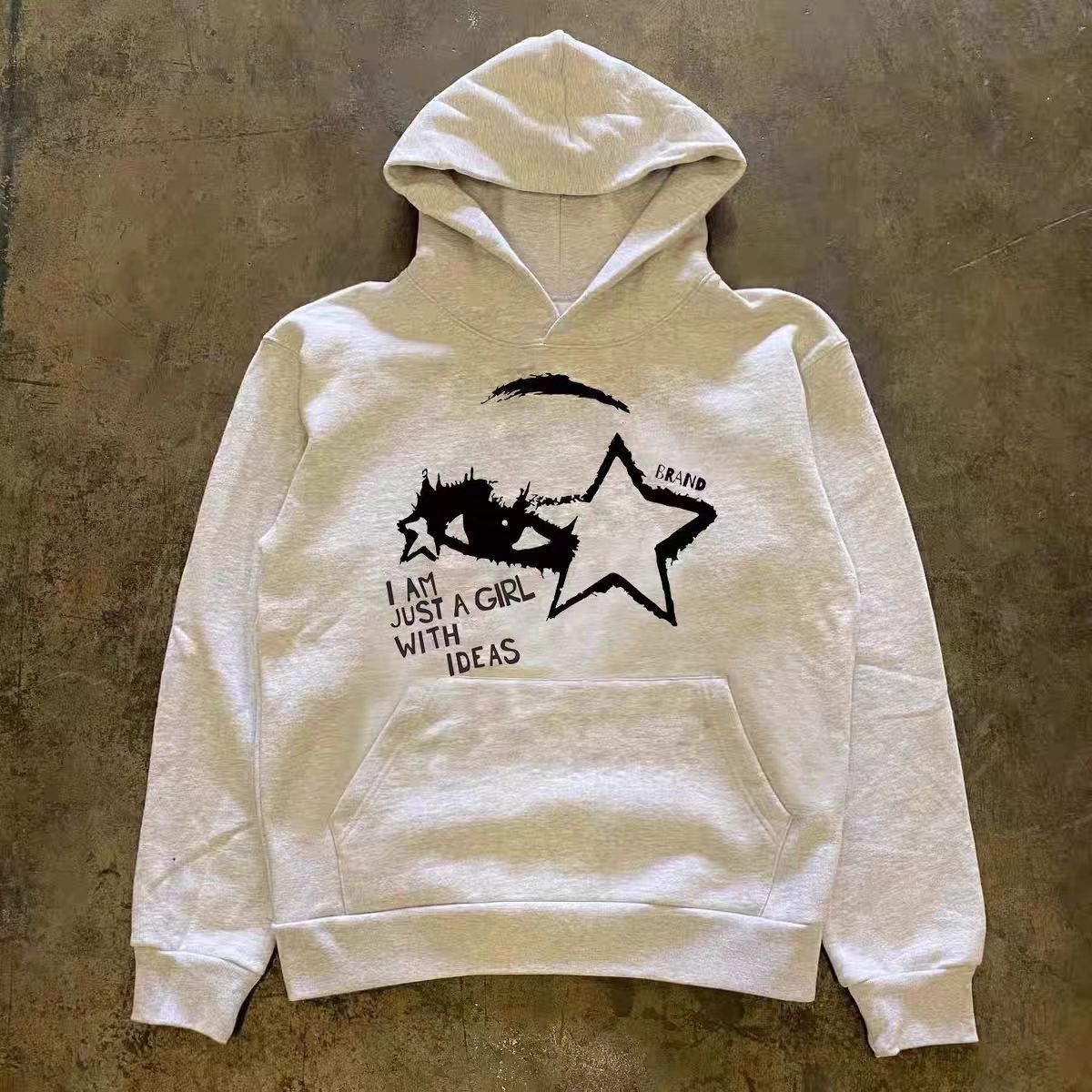 Japanese Brand × Vintage Street fashion star print grey retro hoodie y2k Size US L / EU 52-54 / 3 - 1 Thumbnail
