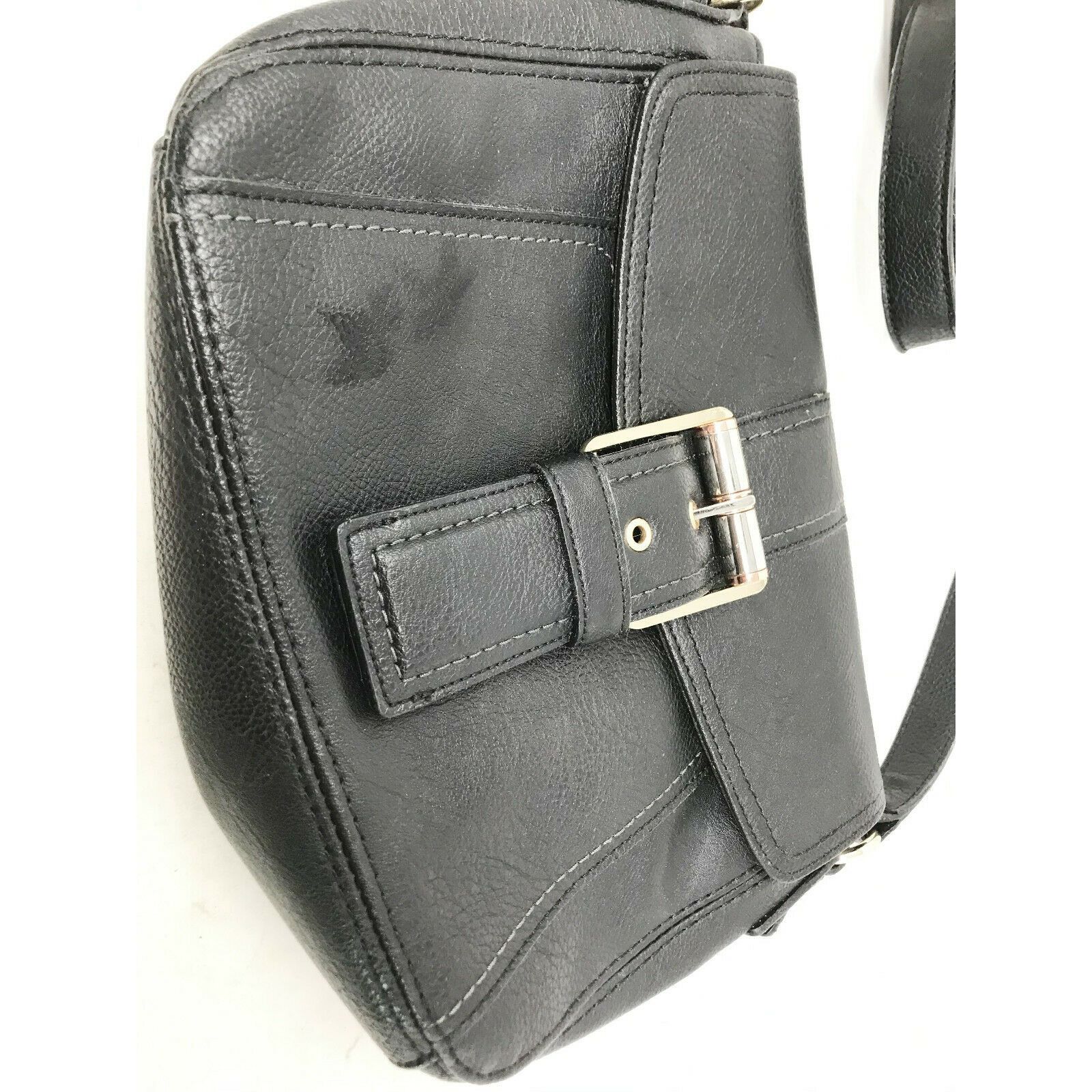Liz Claiborne LIZ CLAIBORNE Black Faux Leather Crossbody Bag w Large Front Size ONE SIZE - 3 Thumbnail