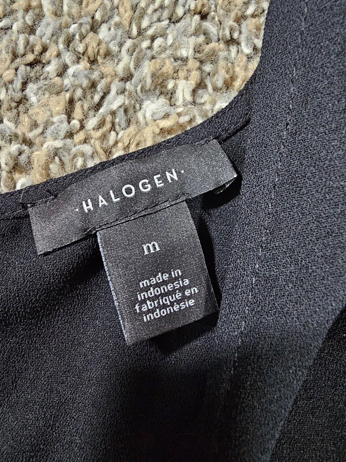 Designer Halogen V-Neck Black Blouse Size M Size M / US 6-8 / IT 42-44 - 3 Thumbnail