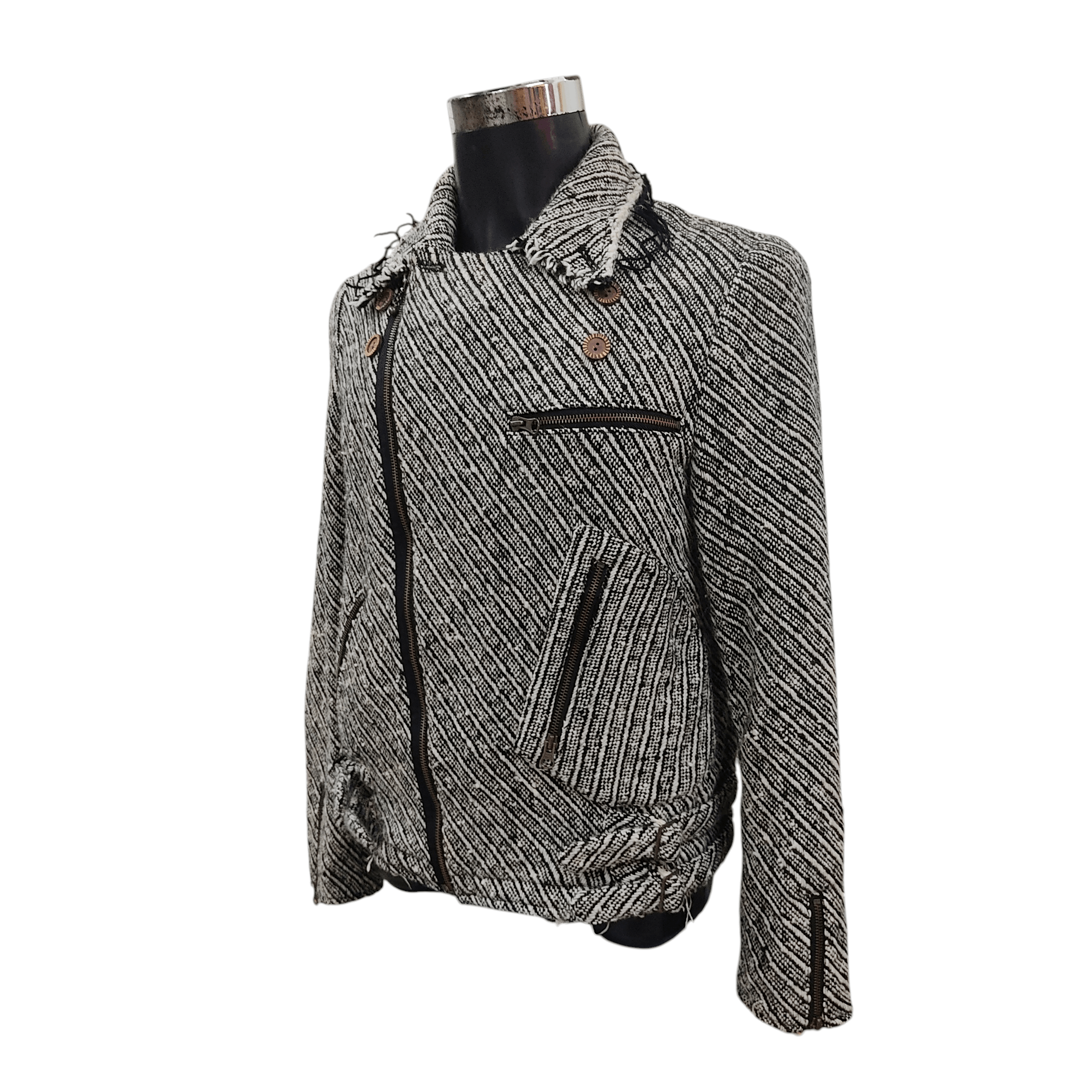 Sifury SIFURY Multi Zipper Tweed Herringbone Underground Jacket Size US S / EU 44-46 / 1 - 2 Thumbnail