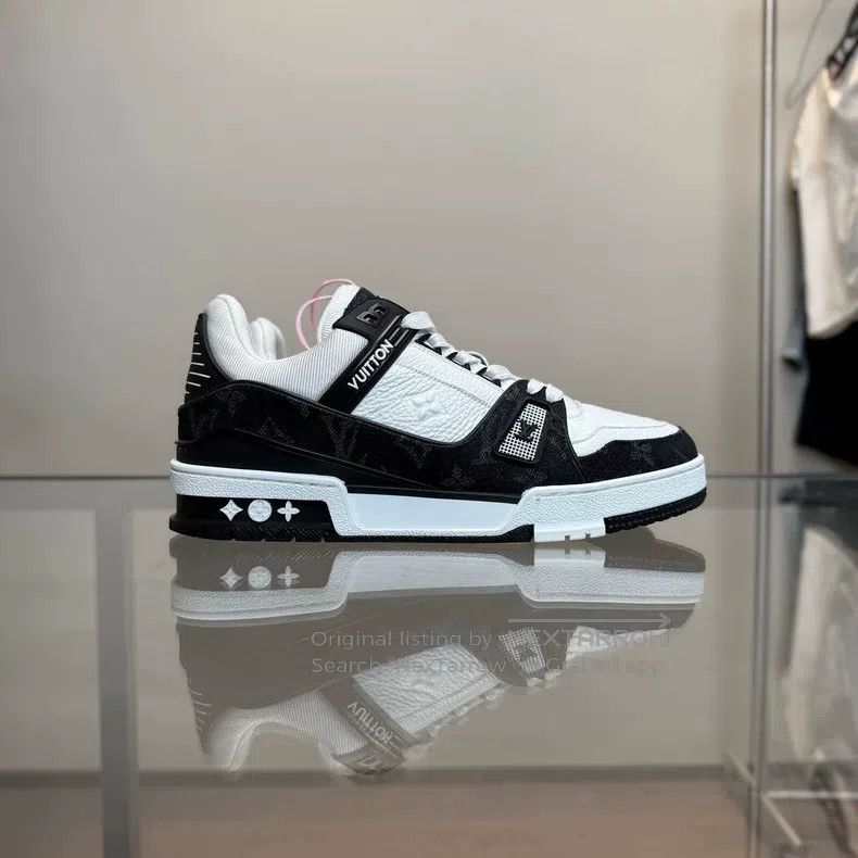 Louis Vuitton Louis Vuitton Trainer Black and White Denim shoes Size US 6 / EU 39 - 6 Thumbnail