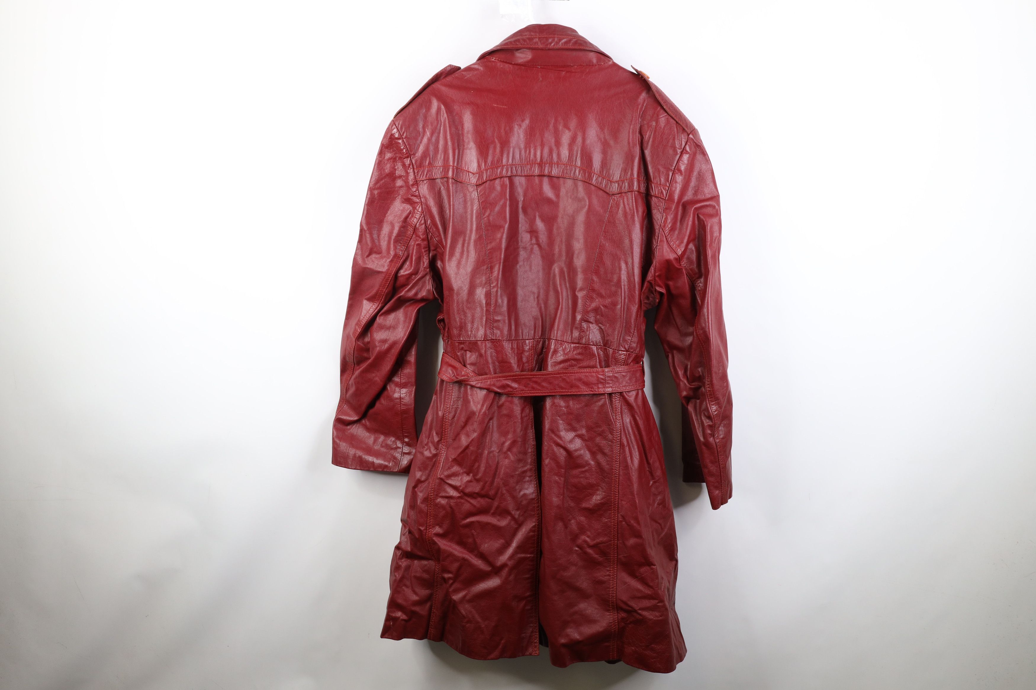 Vintage Vintage 70s Streetwear Lined Leather Trench Coat Jacket Size US XXL / EU 58 / 5 - 13 Thumbnail