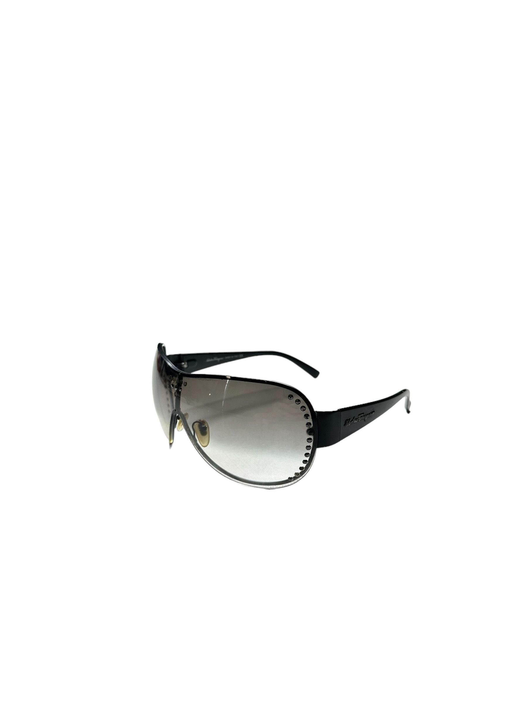 Salvatore Ferragamo Ferragamo Mask Swarovski Stoned Sunglasses Size ONE SIZE - 1 Thumbnail