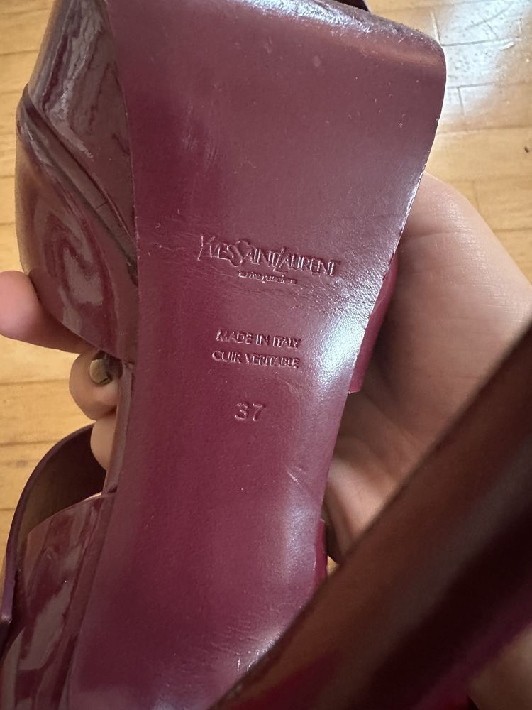 Yves Saint Laurent Yves Saint Laurent Burgundy Heels Size US 7 / IT 37 - 3 Thumbnail