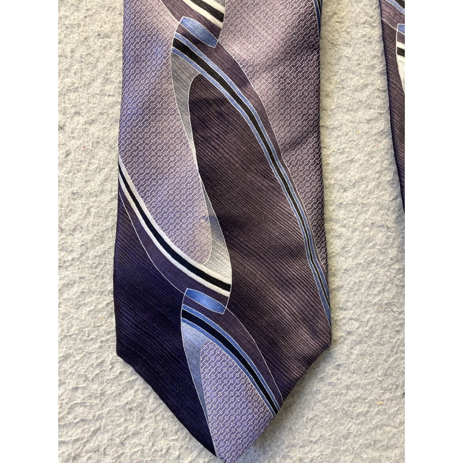 Murano MURANO Silk 100% Tie Men's Necktie Blue Lavender Black Colorful Multicolor Print Silk Size ONE SIZE - 2 Thumbnail